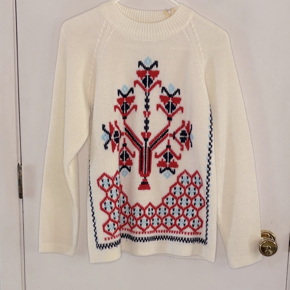 Vintage Miss Holly white crewneck embroidered sweater Size Large